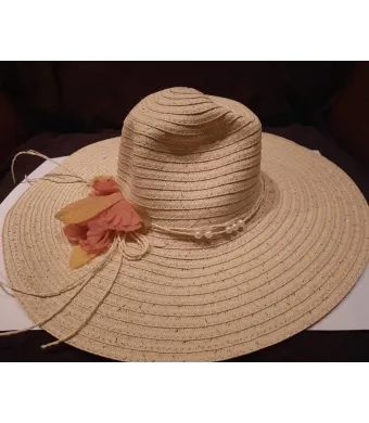 Pălării plajă pentru dama ,model cu bor mare din textil , en gross