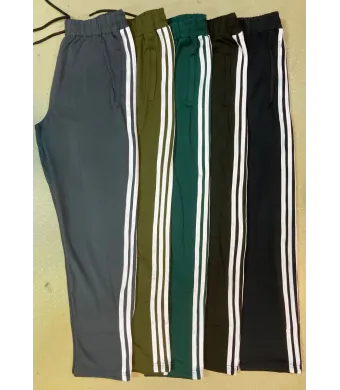 Pantaloni silon batal drept de barbat engross, cu dungi alb (NEGRU, 2XL, 3XL, 4XL, 5XL, 6XL)