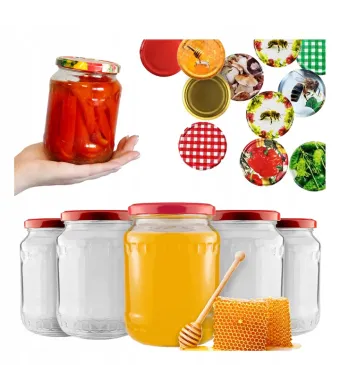 Borcan cu capac Set 6 borcane sticla 720 ml perfecte pentru bulion/ dulceata/ gemuri/ muraturi - Capace incluse - set complet