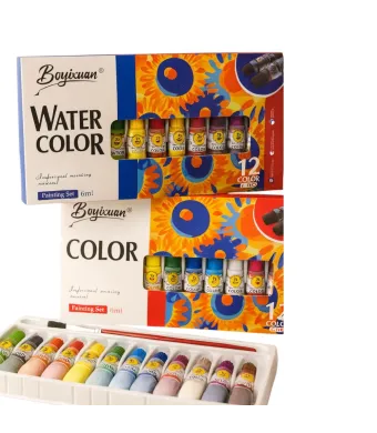 Tempera Acuarele la Tub 6ml pe Baza de Apa 12/set, cu Pensula 15cm Diferite Culori Engros
