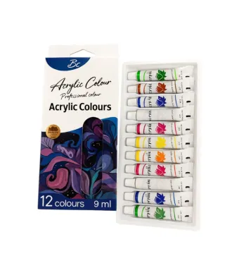 Tempera Acuarele la Tub 9ml Acrilice 12/set Diferite Culori Engros