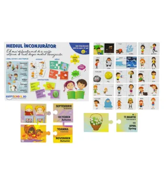 Joc Educativ 4 în 1 “Mediul Înconjurător”, Anotimpuri, Antonime, Animale, Fructe și Legume Engros