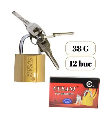 Lacat Gusam 38 G Engros cu 3 chei, 12 buc/set