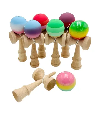 Kendama lucioasa in 3 culori – Lemn natural, design gradient