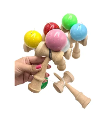 Kendama lucioasa – Lemn natural, culori uni clasice