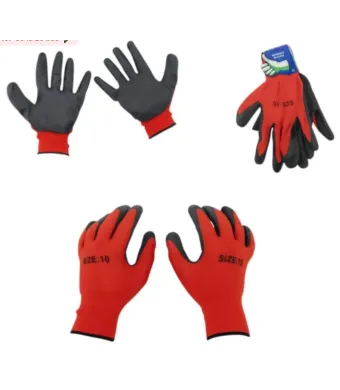 Manusi de Protectie 12/set cu Eticheta, Acoperite cu Latex, Marimea 10, Rosu si Negru Engros