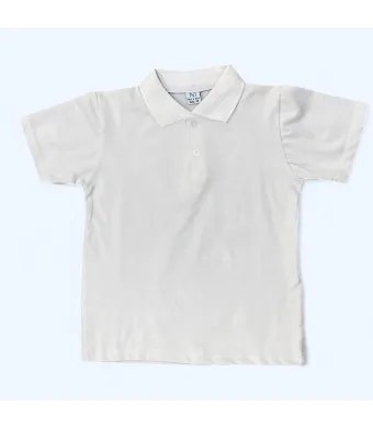Tricou polo alb cu mânecă scurtă pentru băieți, uniformă școlară,  de la 5-15 ani – material bumbac, guler cu nasturi (6, 7, 8, 9, 10 ani)