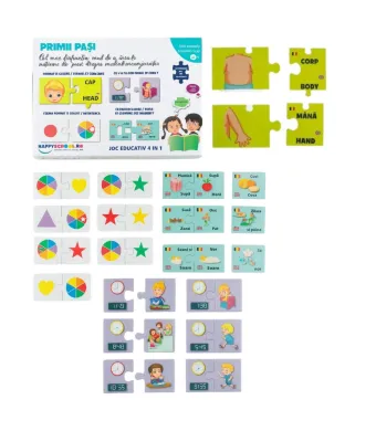 Joc Educativ 4 în 1 “Primii Pasi”, Partile Corpului, Cat este Ceasul, Forme si Culori Engros
