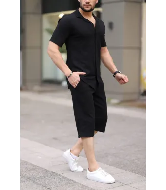 Compleu Engros pentru barbati, 2 piese, uni, camasa + pantaloni scurti