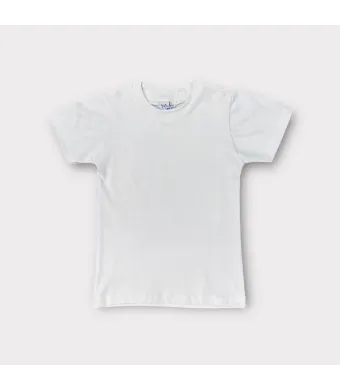 Tricou  alb cu mânecă scurtă pentru băieți, uniformă școlară,  de la 6-15 ani – material BUMBAC CU LYCRA (6, 7, 8, 9, 10 ani)