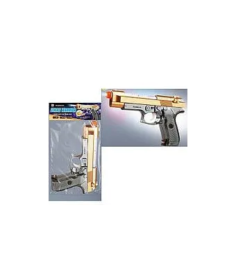 Pistol de jucarie cu sunete și lumini, culori metalice aprox 20cm, en-gros