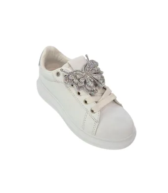 Adidasi Casual Dama, Model Fluture Cristale, Piele ecologica, Talpa Inalta usoara, Engross, Marimi 36-41, 8buc/bax, Alb