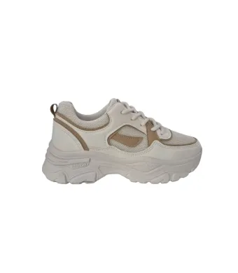 Adidasi Dama cu Talpa Inalta, Panza +Piele Ecologica, Marimi 36-41, Engross, 8buc/bax, Alb/Bej