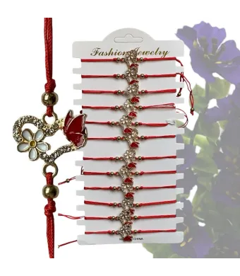 Brățări roșii en-gros – inimă cu fluture – set de 12 brățări și închidere reglabilă