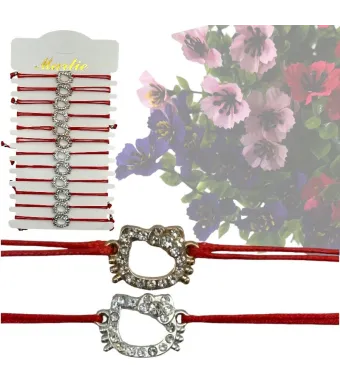 Brățări roșii en-gros –Pisoi Kitty– set de 12 brățări și închidere reglabilă