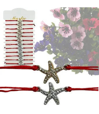 Brățări roșii en-gros – Stea – set de 12 brățări și închidere reglabilă