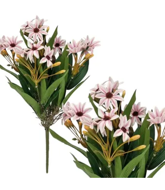 Buchet floare artificiala Margareta siliconata engros 5 fire 35 cm lungime