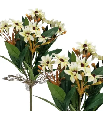 Buchet floare artificiala Margareta siliconata engros 5 fire 35 cm lungime