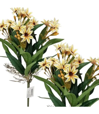 Buchet floare artificiala Margareta siliconata engros 5 fire 35 cm lungime