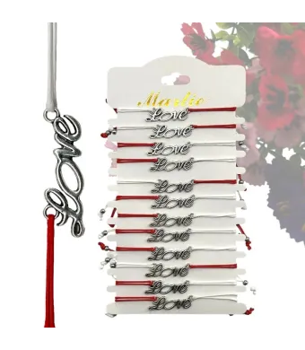 Mărțișoare en-gros - Love  – set de 12 brățări cu șnur împletit și închidere reglabilă