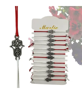 Mărțișoare en-gros - mâna Fatimei – set de 12 brățări cu șnur împletit și închidere reglabilă