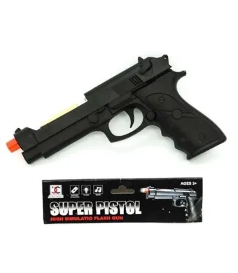 Pistol negru de jucarie, cu sunete și lumini, aprox 25cm, en-gros