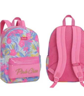 Ghiozdan pentru Copii 40x28cm Model Floral, Multicolor cu Buzunar Frontal „Pink Chic” Engros