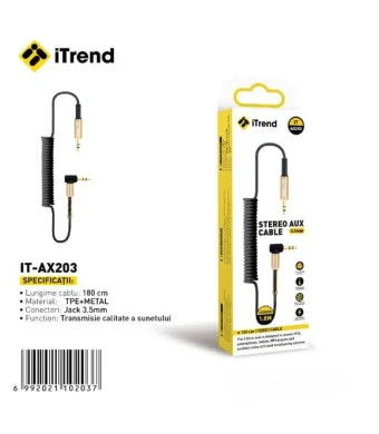 CABLU AUXILIAR JACK3.5 - JACK 3.5 ITREND AX 203 1.8 METRI SPIRALAT