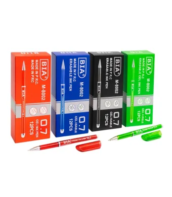 Pix cu Gel BIA M-8002, 0.7mm 144/set cu Gumă de Ștergere, Diferite Culori Engros