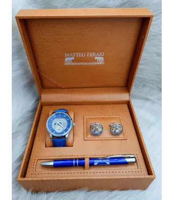 Set cadou pentru barbati Matteo Ferari, ceas, butoni, pix metalic MF019B110G - Engross