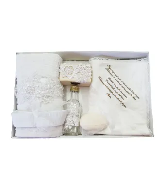 Trusou botez elegant dantela alba, en-gros