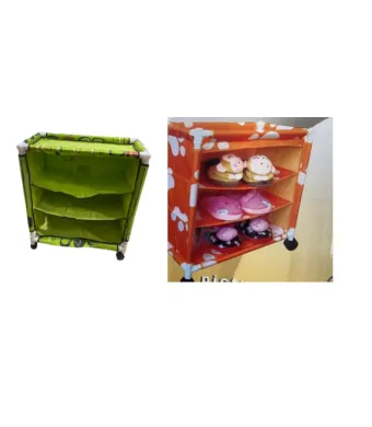 Raft  cu trei etajere și cu roți 62/55/29 cm Engros, diverse culori