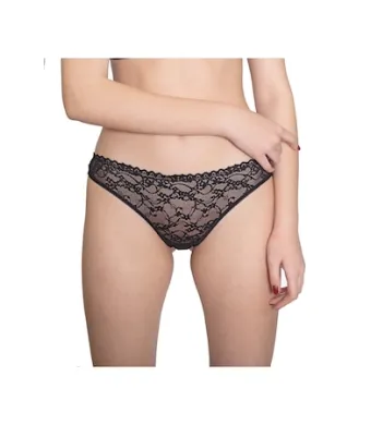 Chilot tanga dama, dantela Simona Engros, Negru