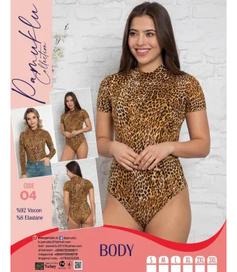 Body Leopard Maneca Scurta Pamuklu 04  Engros