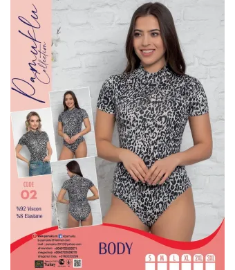 Body Leopard Maneca Scurta Pamuklu 02  Engros