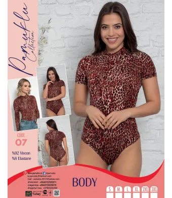 Body Leopard Maneca Scurta Pamuklu 07  Engros