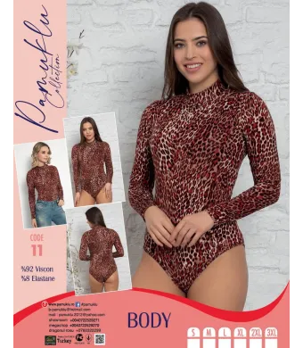 Body Leopard Maneca Lunga Pamuklu 11 Engros