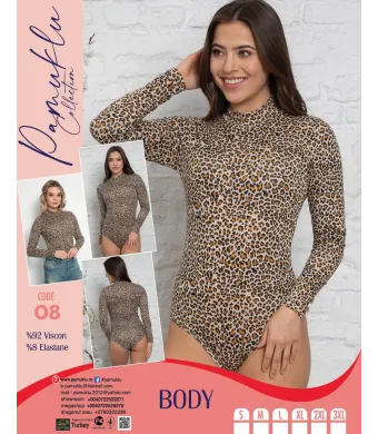 Body Leopard Maneca Lunga Pamuklu 08 Engros