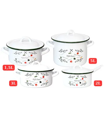 Set 4 vase emailate cu 4 capace si decor 8 piese  en-gross