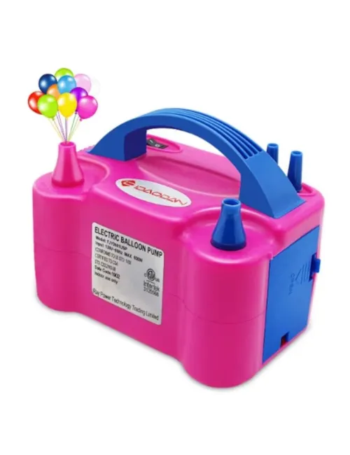 Pompa electrica pentru umflat baloane cu doua iesiri, roz, angro engros