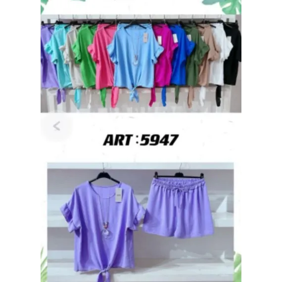COMPLEU CU PANTALON SCURT DAMA ANGRO (Alb)