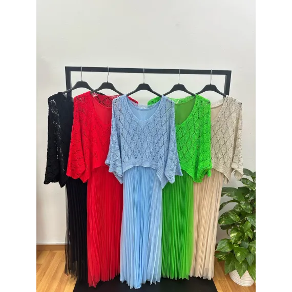 ROCHIE DAMA CU BLUZA CROSETATA ANGRO (ROSU)
